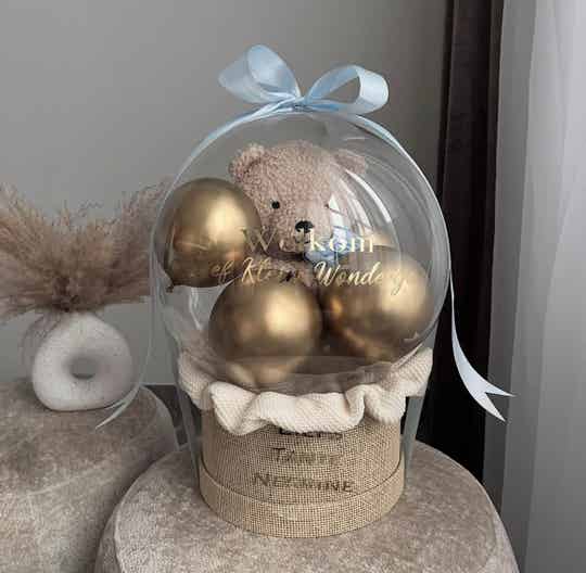 Jollein teddy naturel + jollein wiegdeken ivory + balloons