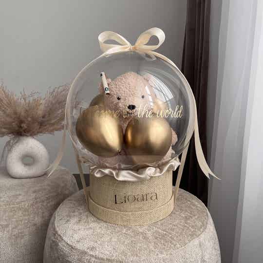 Jollein teddy naturel + balloons + geld