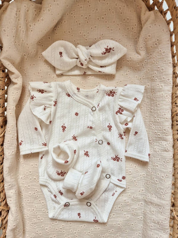 Overslagromper ruffle ajour pointelle *Bloempje*