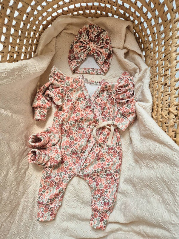 Overslag/kimono boxpakje *Herfst bloemetjes*