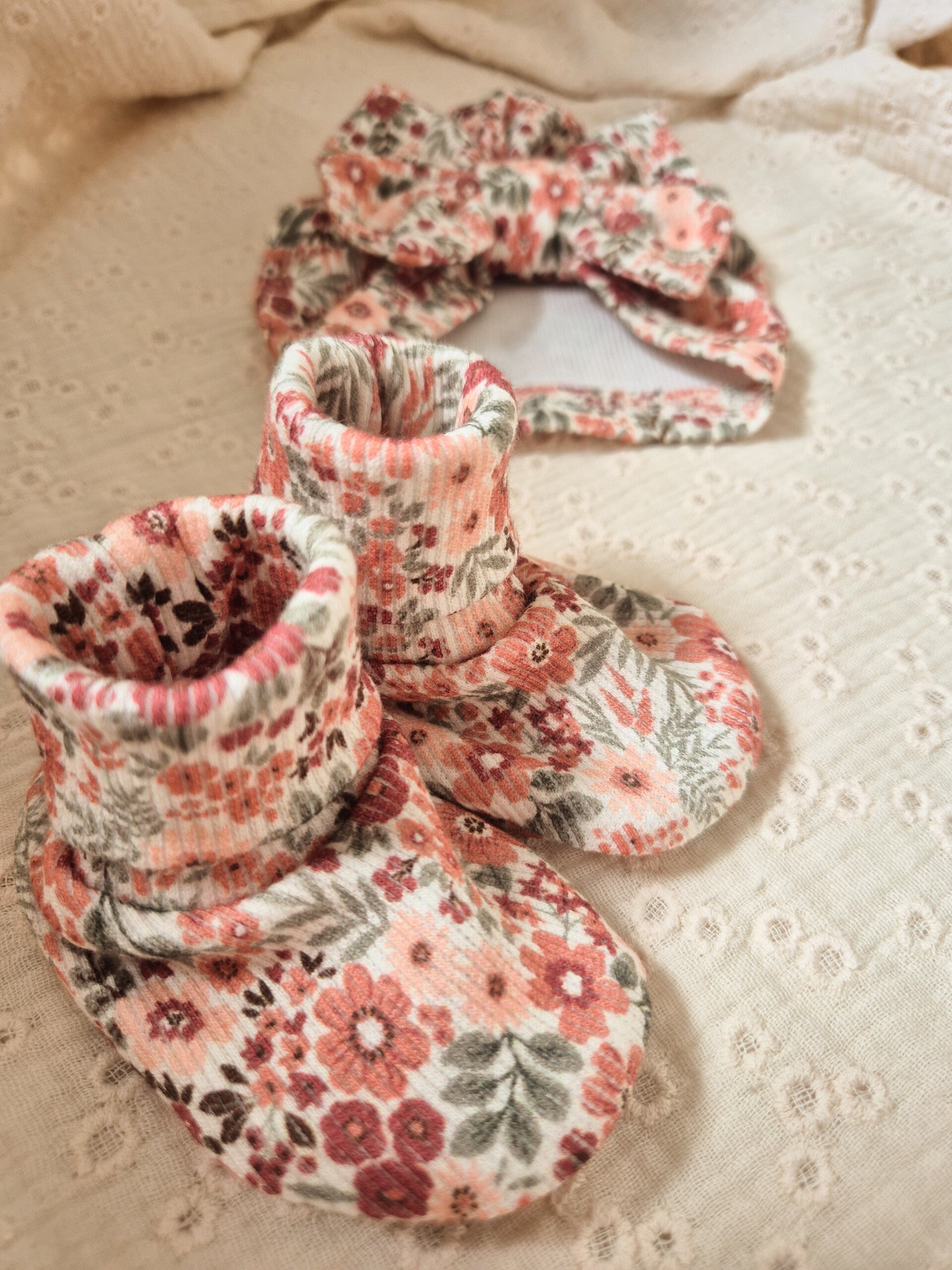 Slofjes rib *Herfst bloemetjes*