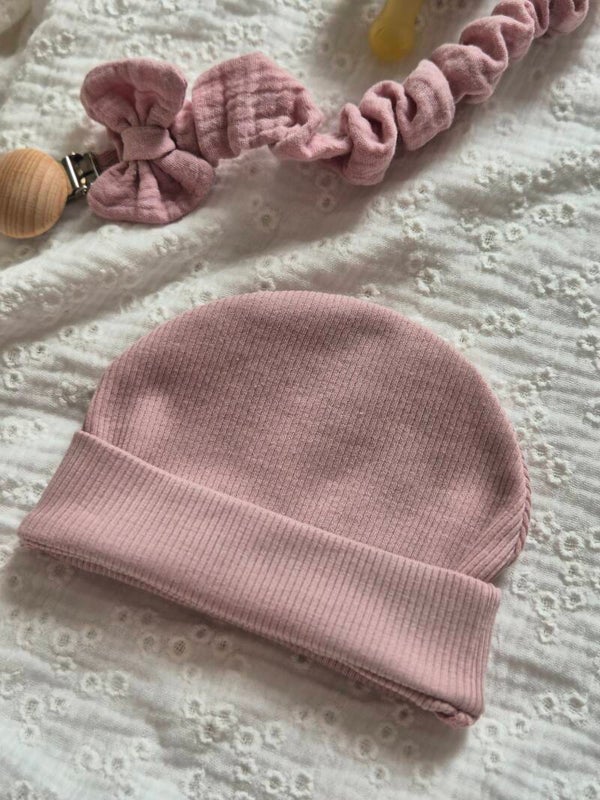 Baby mutsje zonder strik ribstof *Oud roze*