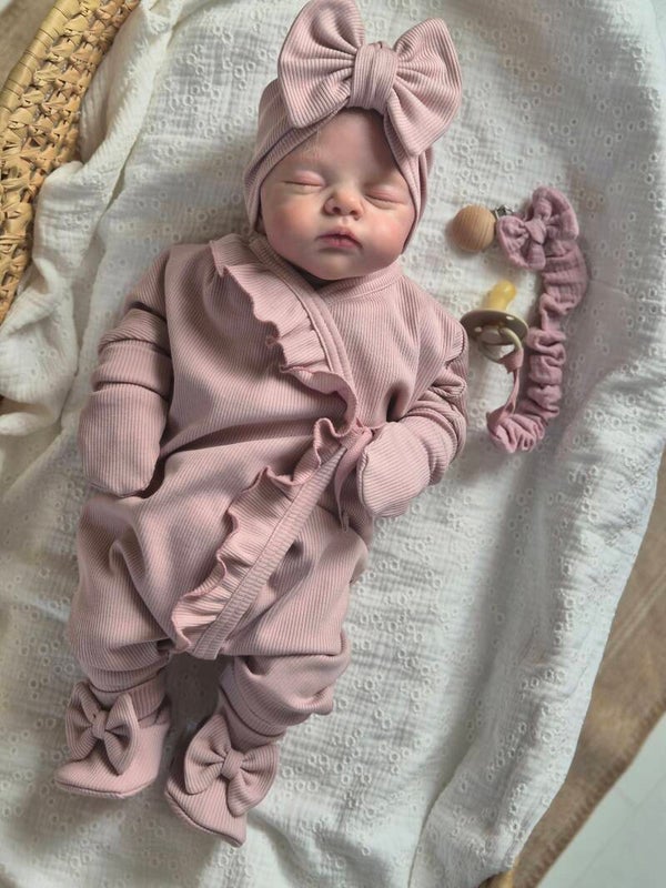 Overslagboxpakje met ruffle rand gerib *Oud roze *