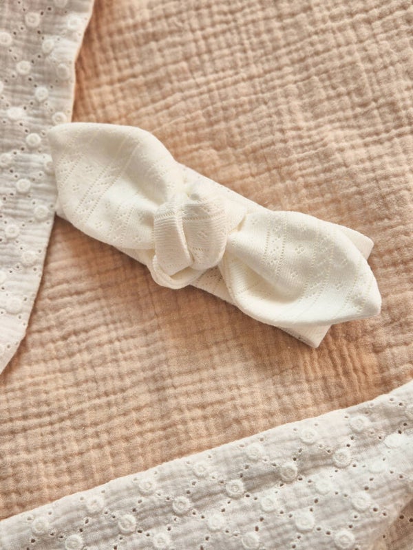 Haarband ajour pointelle strepen off white.