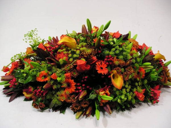 Rouwarrangement oranje 03