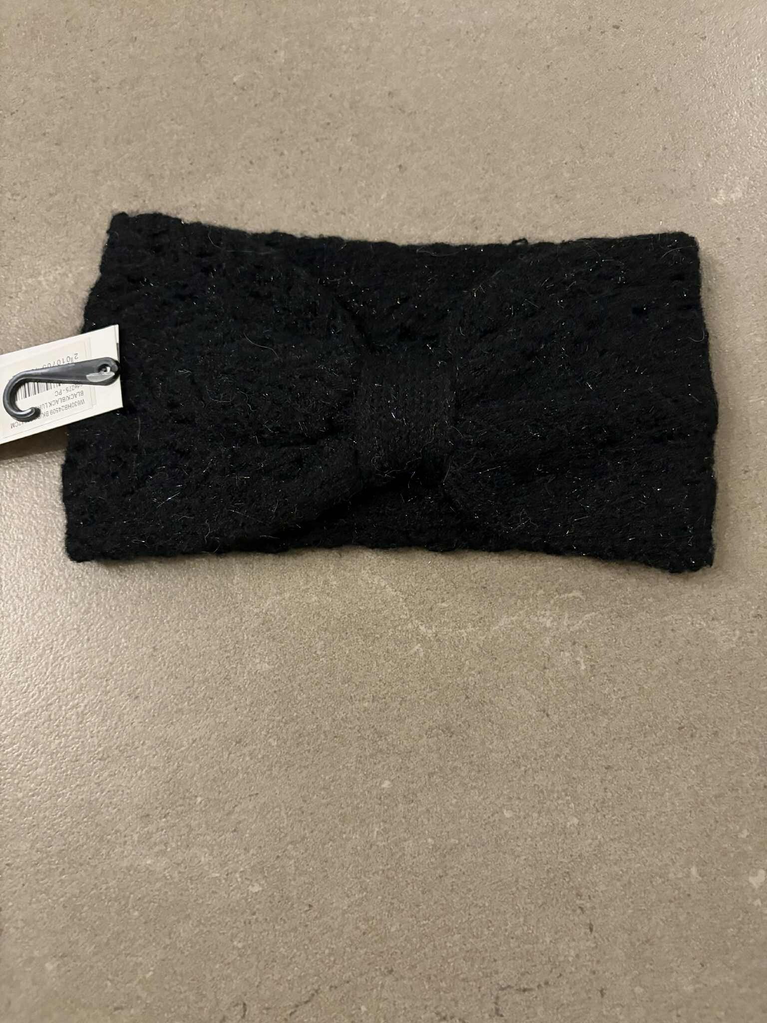 Hoofdband Zwart strik Glitter