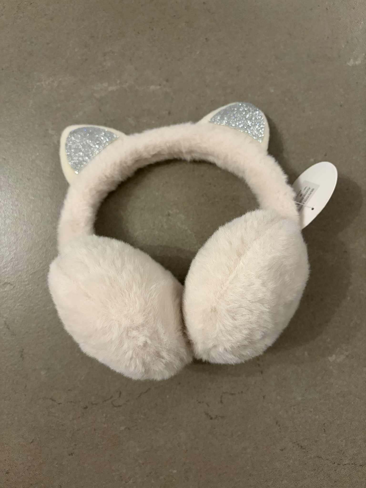 Oorwarmer Kind Beige met Glitter oren