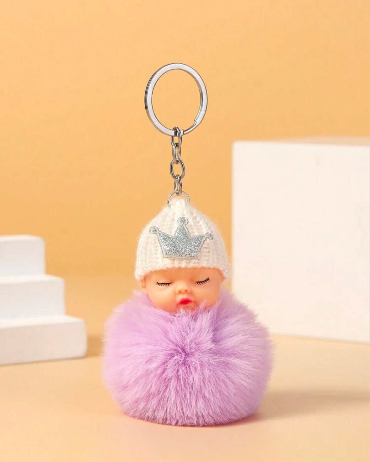 Sleutelhanger Baby paars /wit