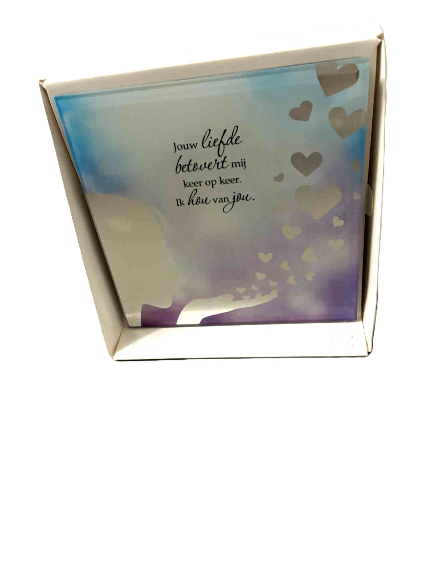 Spiegel tegel met voet  IK HOU VAN JOU