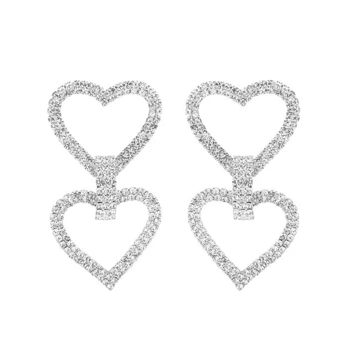 Oorbellen Hanger hartjes   JE17409 - SILVER