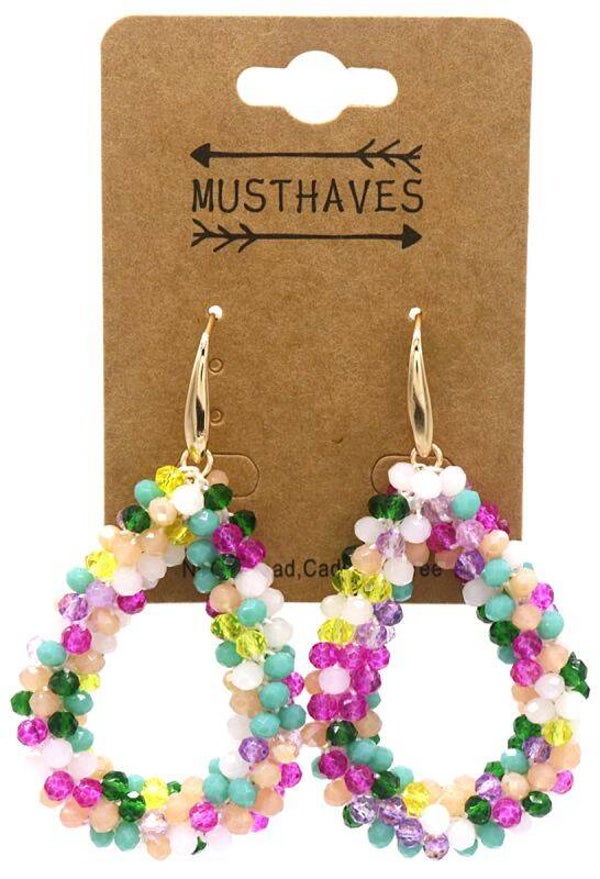 Oorbellen pearl hanger blue white  0024