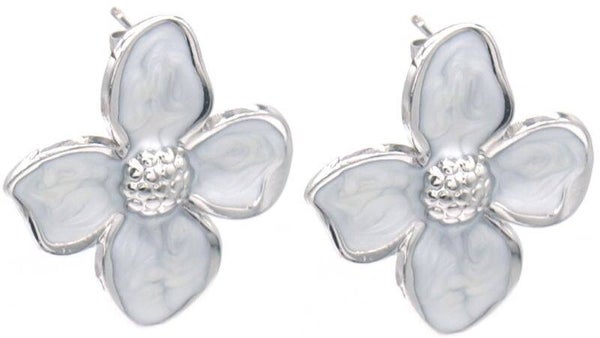 Oorbellen bloem silver 001