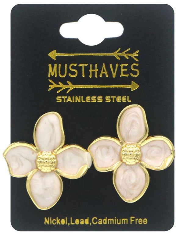 Oorbellen Bloem roze gold 009