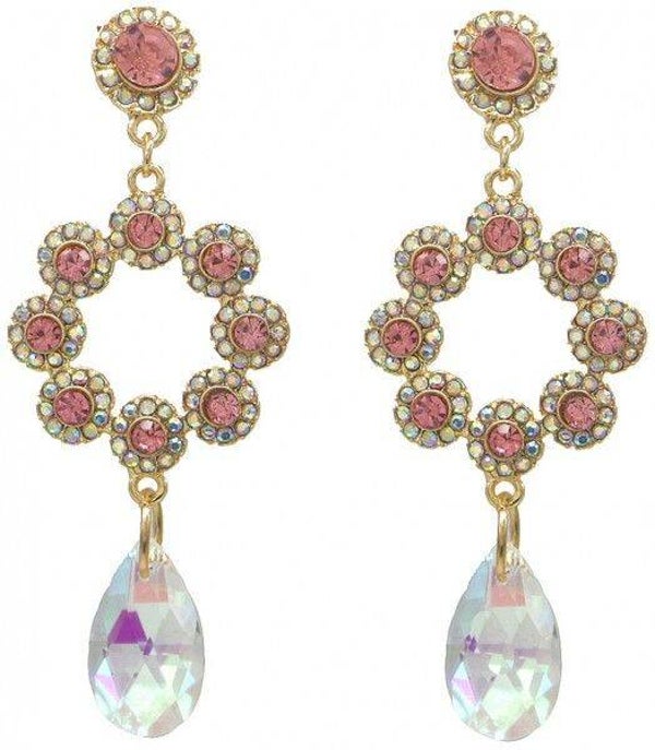 Oorbellen Hanger bloem met parels 0012