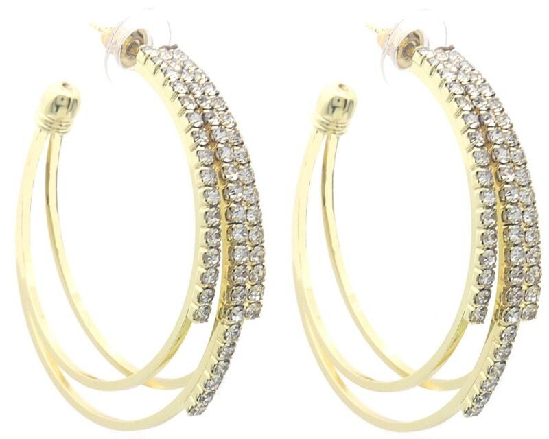 Oorbellen Ring gold met steentjes 0035