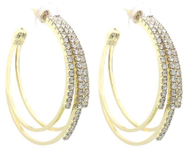 Oorbellen Ring gold met steentjes 0035