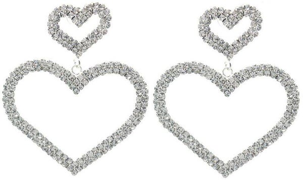 Oorbellen grote hanger hart dubbel 004