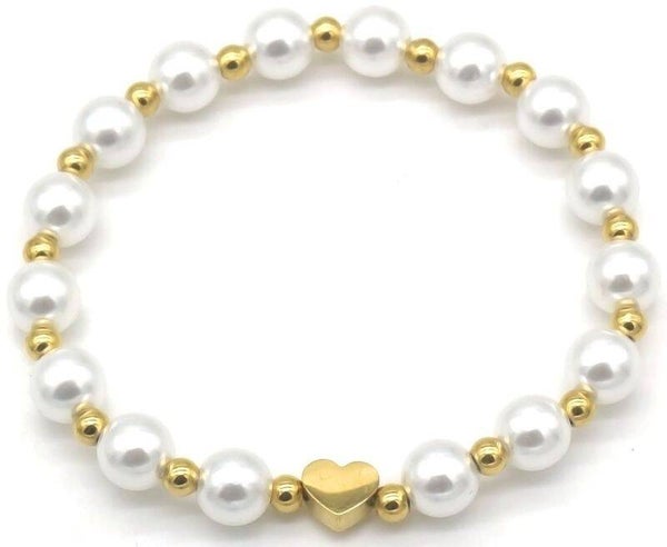 Armband hart en parels gold 0040