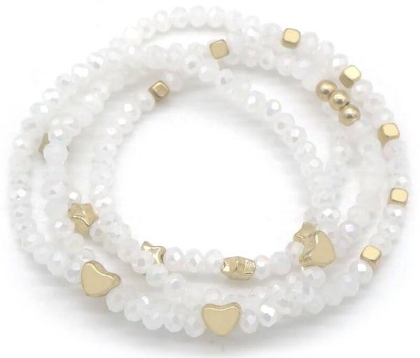 Set Armbandjes white gold star 0044