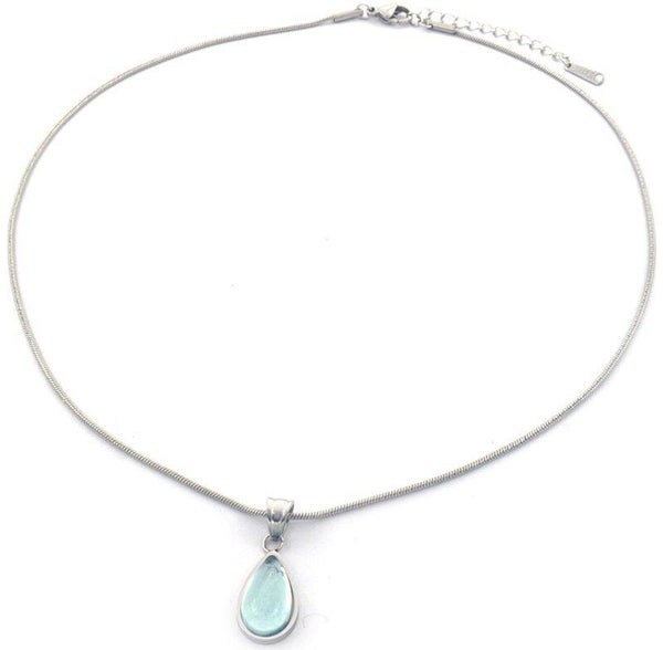 Ketting pearl light blue 0048