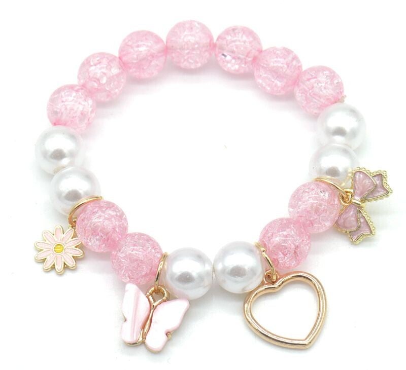 Armband kind heart/vlinder rose 0056