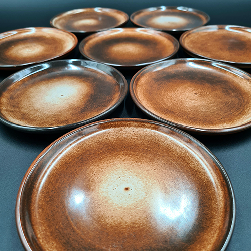 8x gebaksbordjes Potterie De Driehoek Huizen