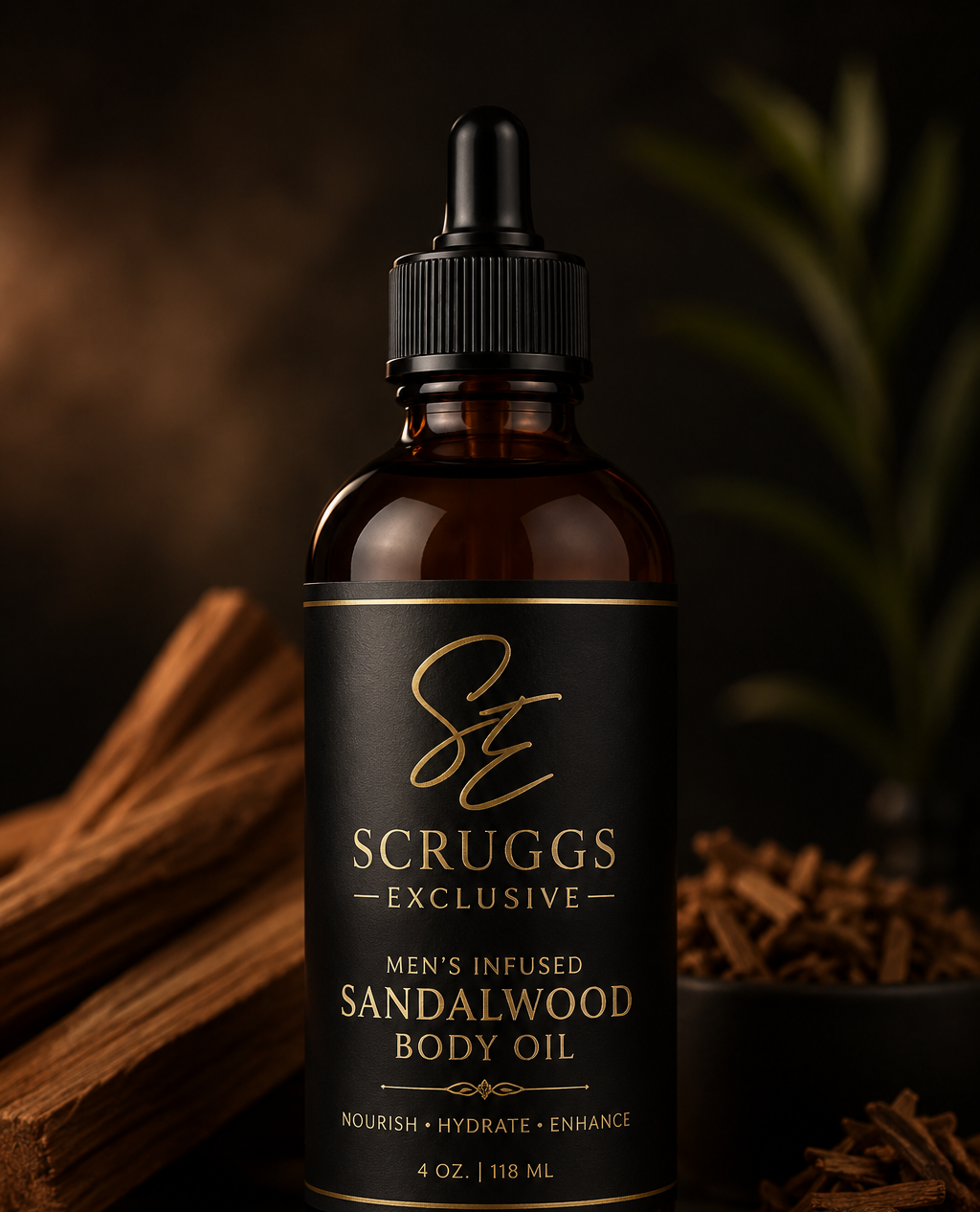 Men's Infused Sandalwood Body Oil  4 oz