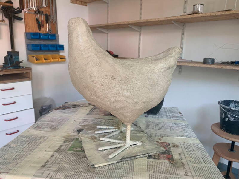 Das Bergmannshuhn entsteht, Grundform aud Grundmörtel