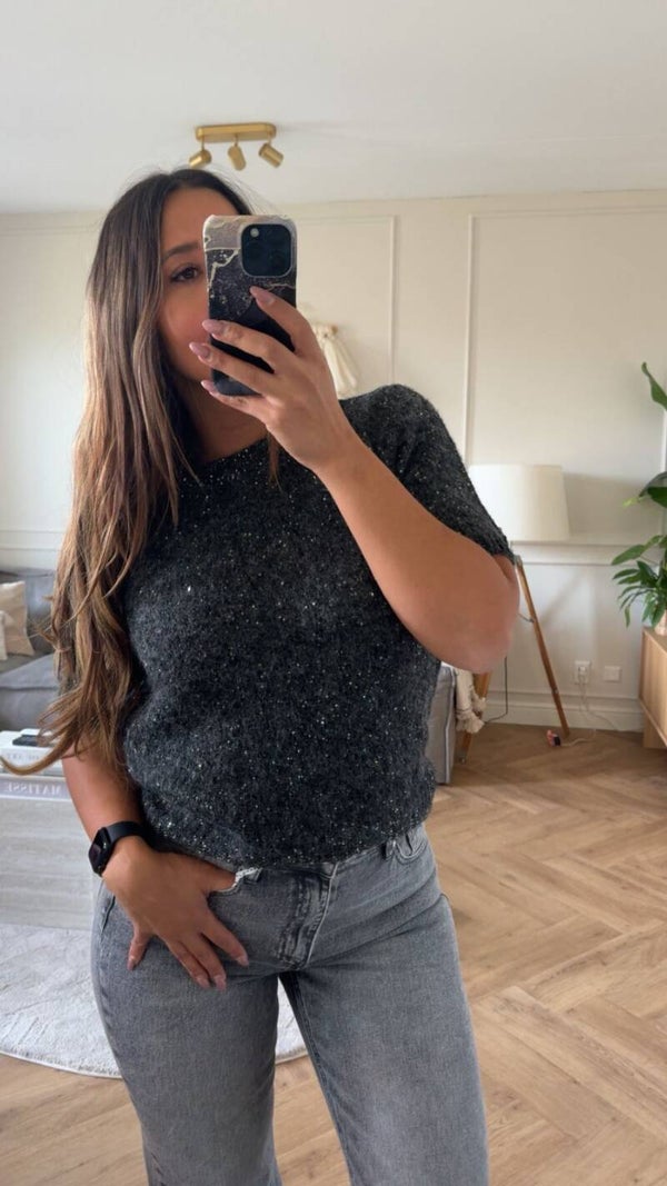 Glittertop donkergrijs🩶