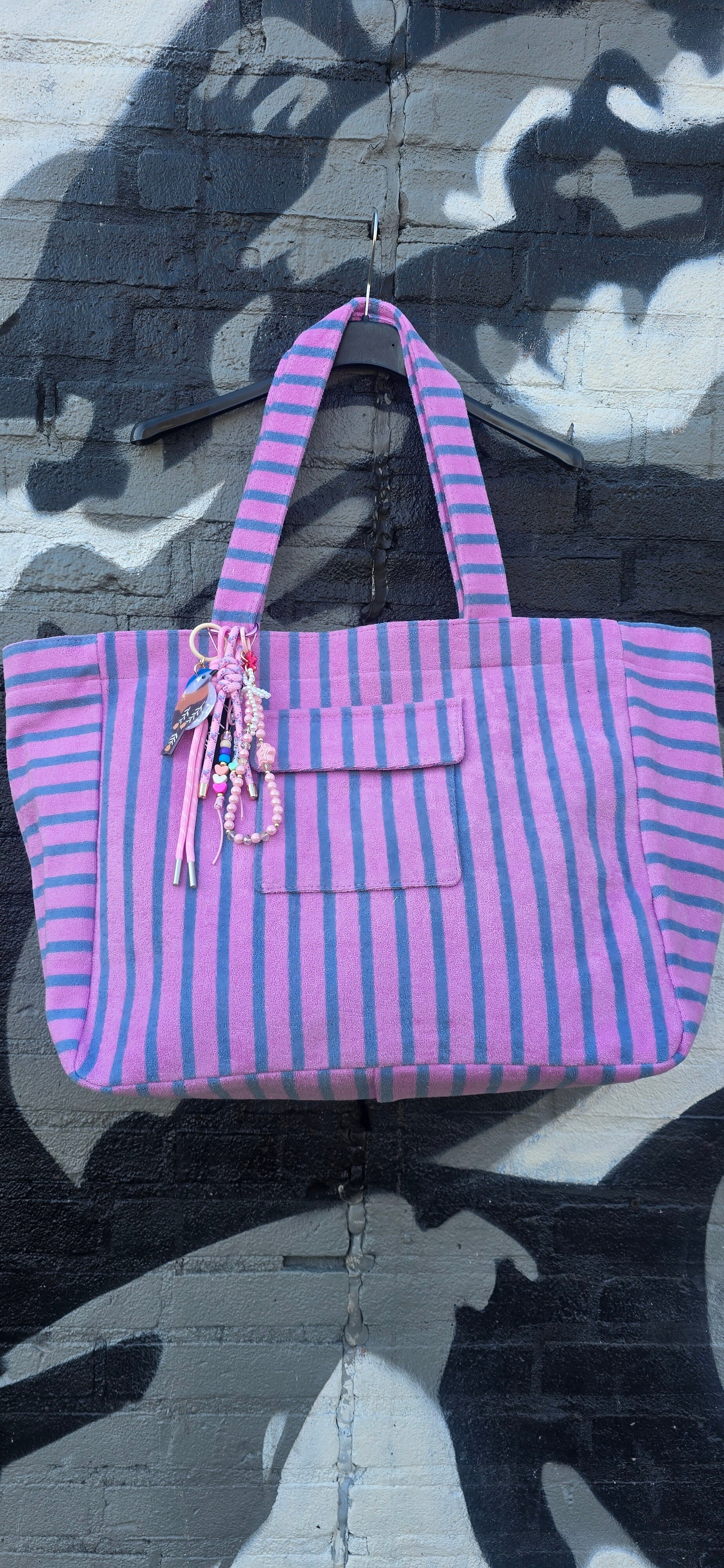 Badstof Shopper Lila/Blauw