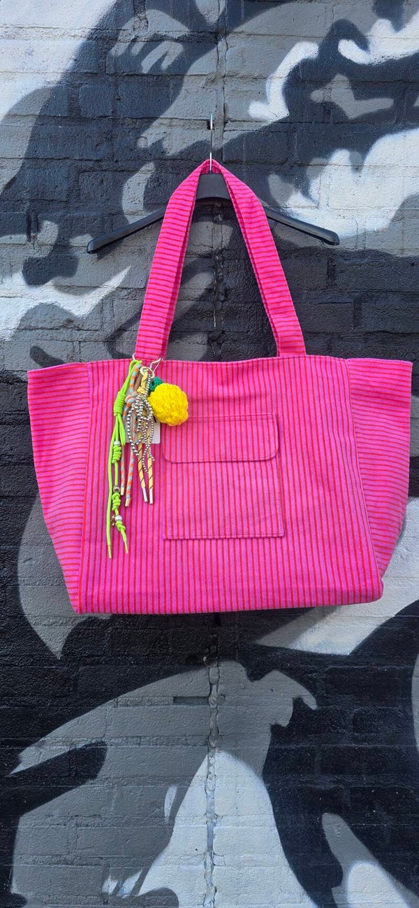 Badstof Shopper - Roze/Oranje