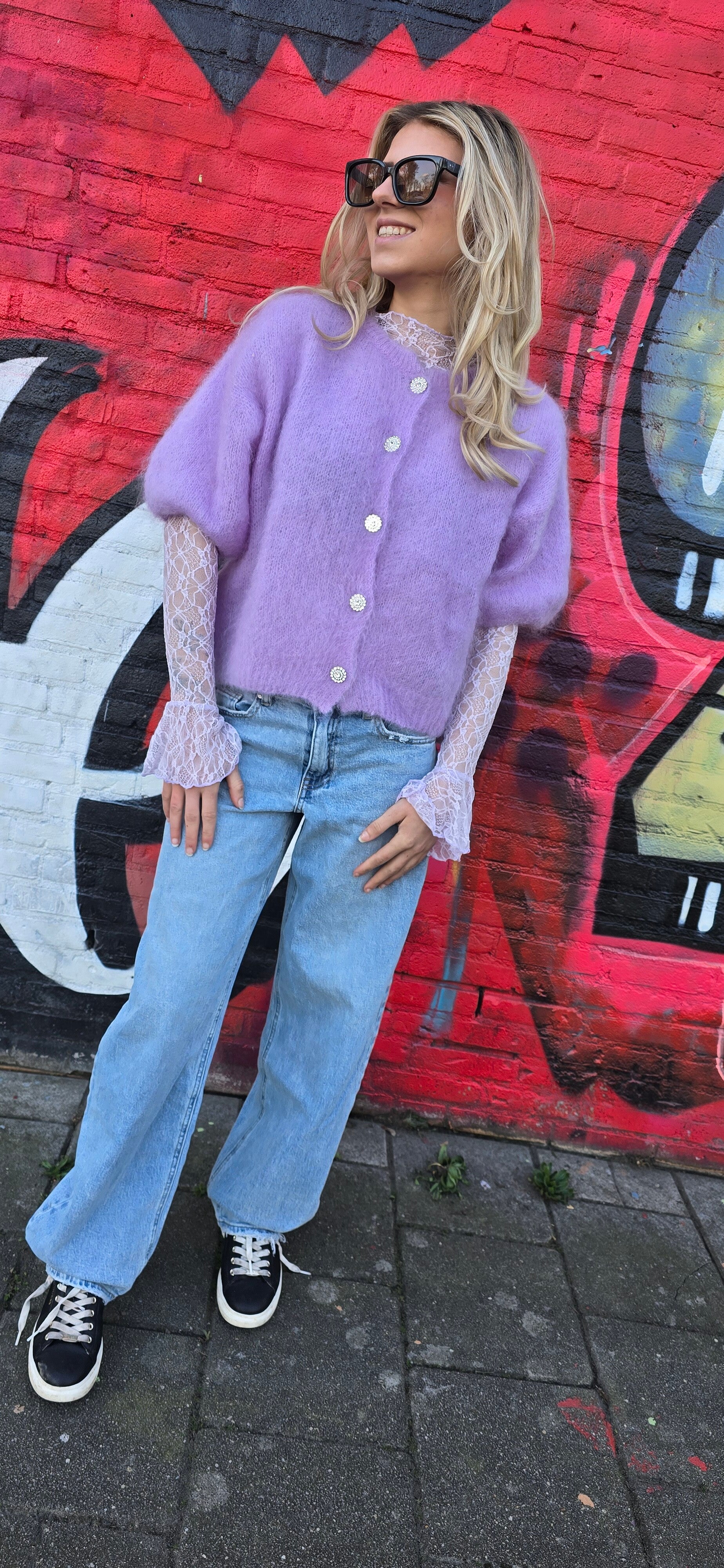 Luxe kanten top Lila