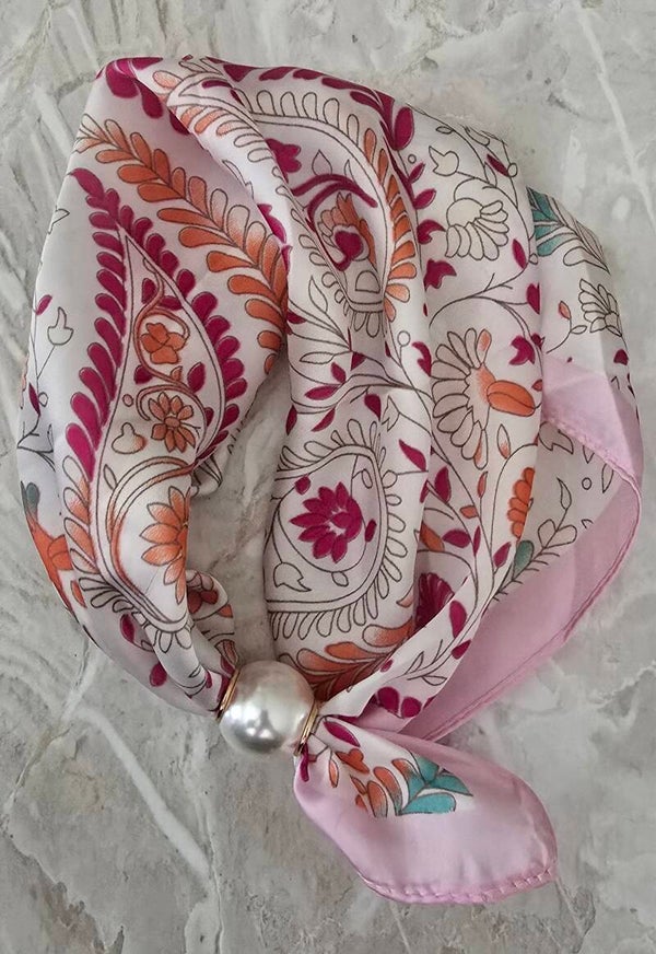Sjaaltje flower/pink – Parel & Easy Click Sluiting