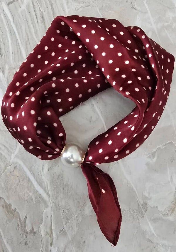 Sjaaltje Dots/bordeauxrood – Parel & Easy Click Sluiting