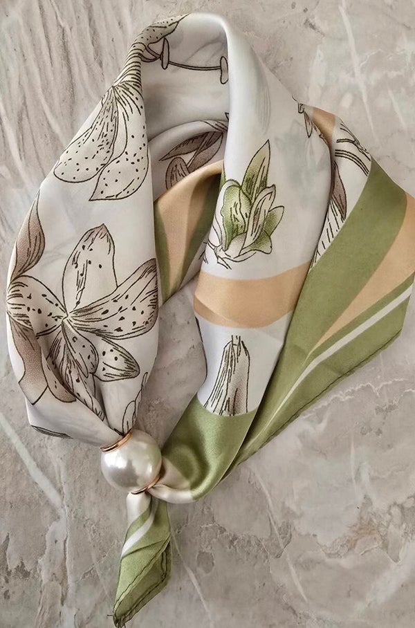 Sjaaltje Groen/flower– Parel & Easy Click Sluiting