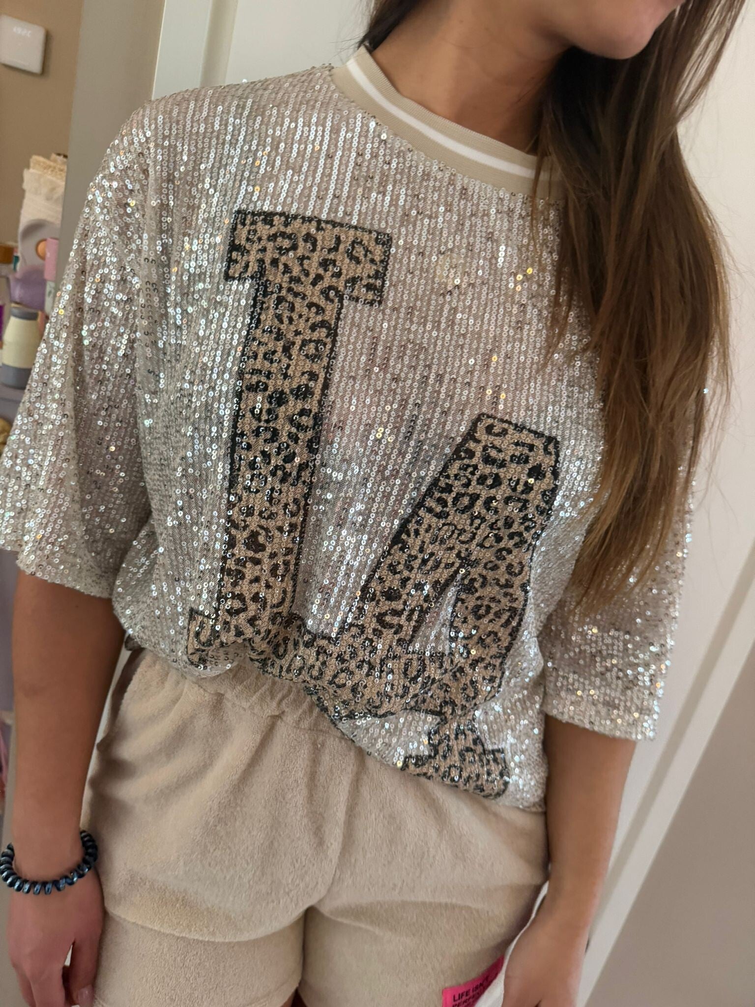 Pailletten top - panter