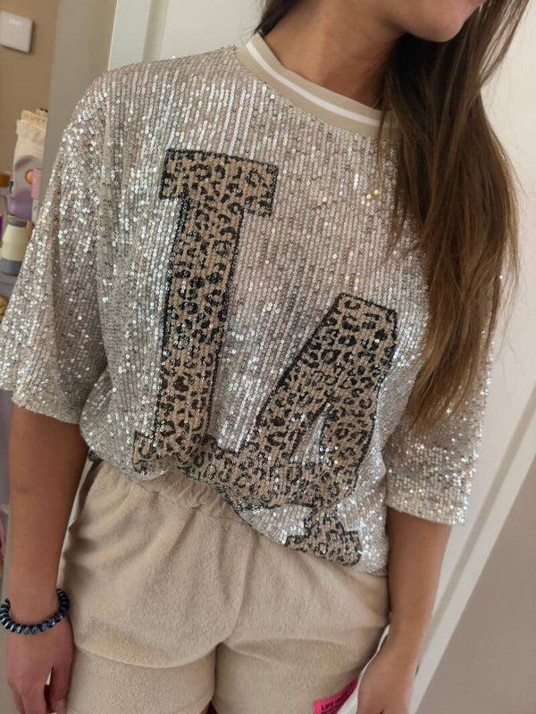 Pailletten top - panter