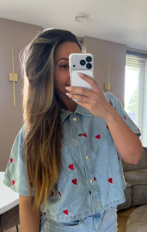 Heart Denim Blouse