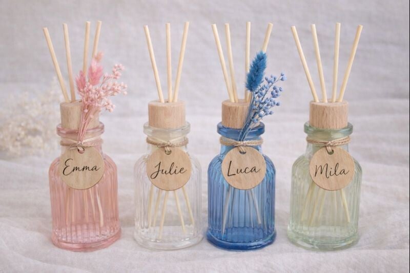 geurstokjes ribbel + label | 12 stuks