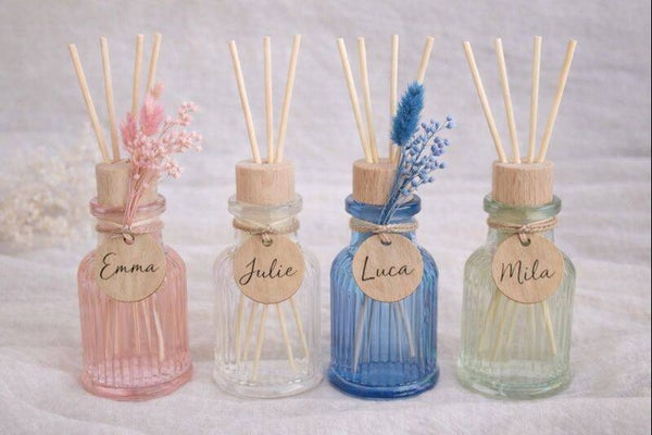 geurstokjes ribbel + label | 12 stuks