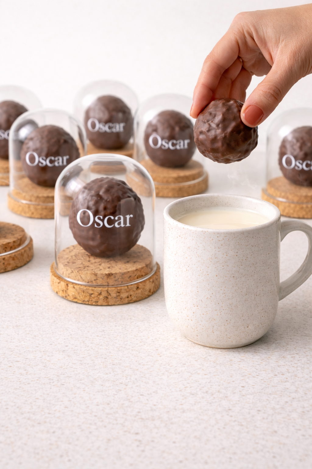 chocobombs in glazen stolpje