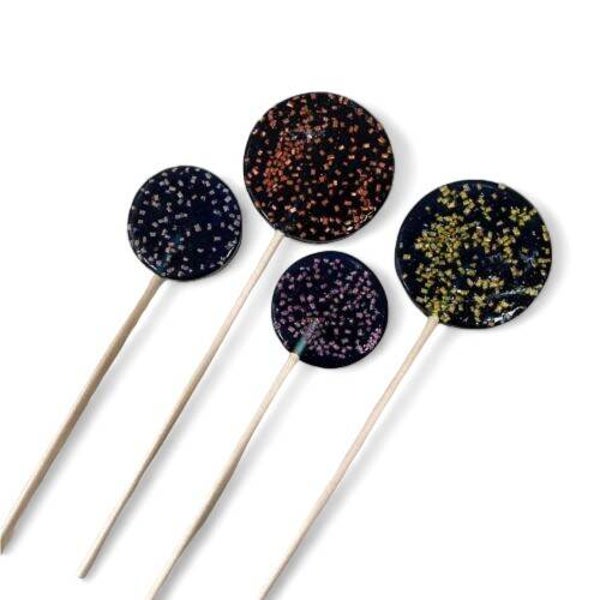 artisanale glitter lolly | donker blauw | 30 stuks