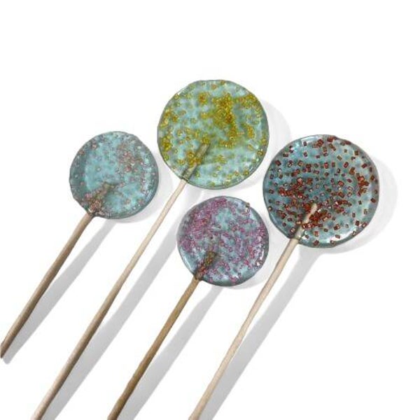 artisanale glitter lolly | licht blauw | 30 stuks