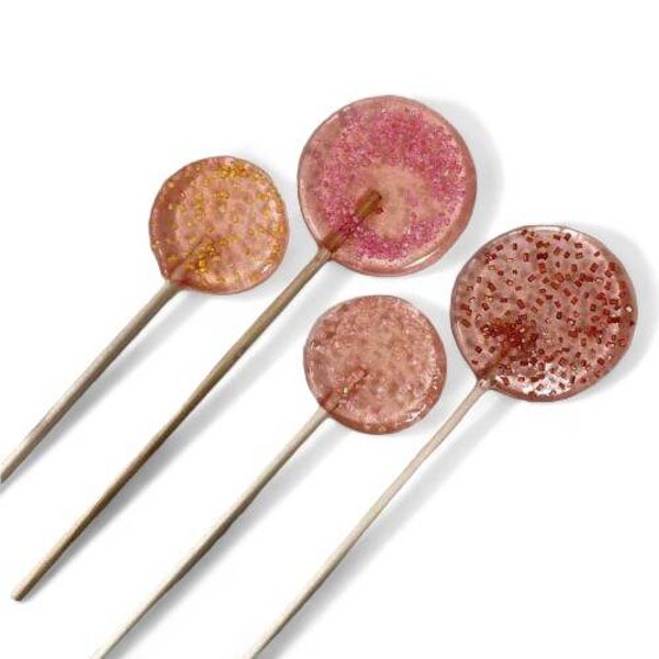 artisanale glitter lolly | roze | 30 stuks