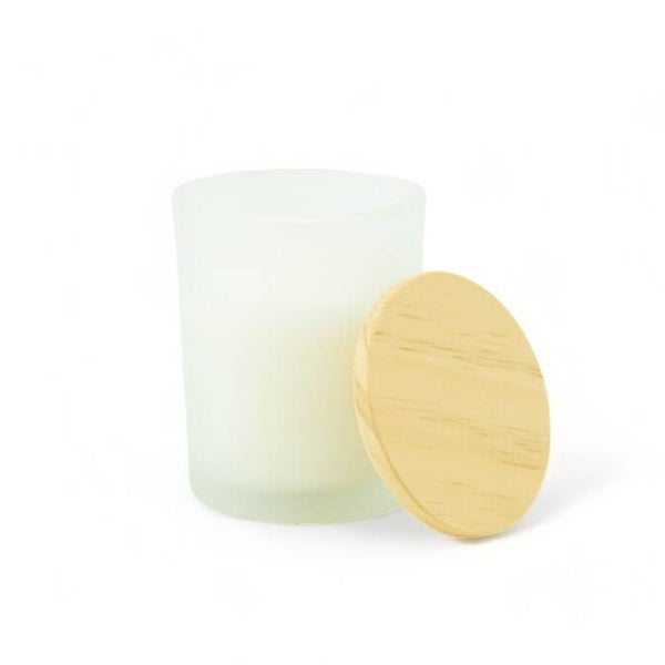 geurkaarsje met houten deksel / 12st. - wit