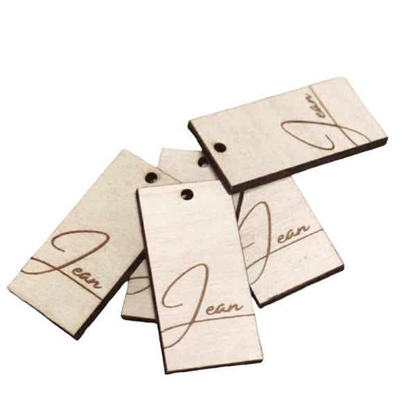 houten label recht + gravure /20st.