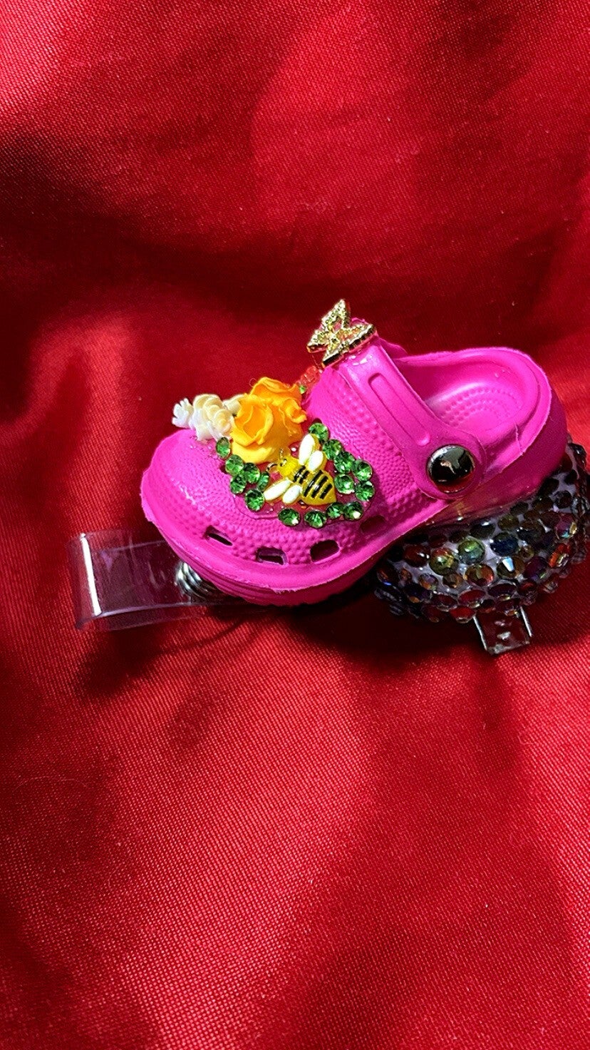 Pink Croc Shoe Badge Reel