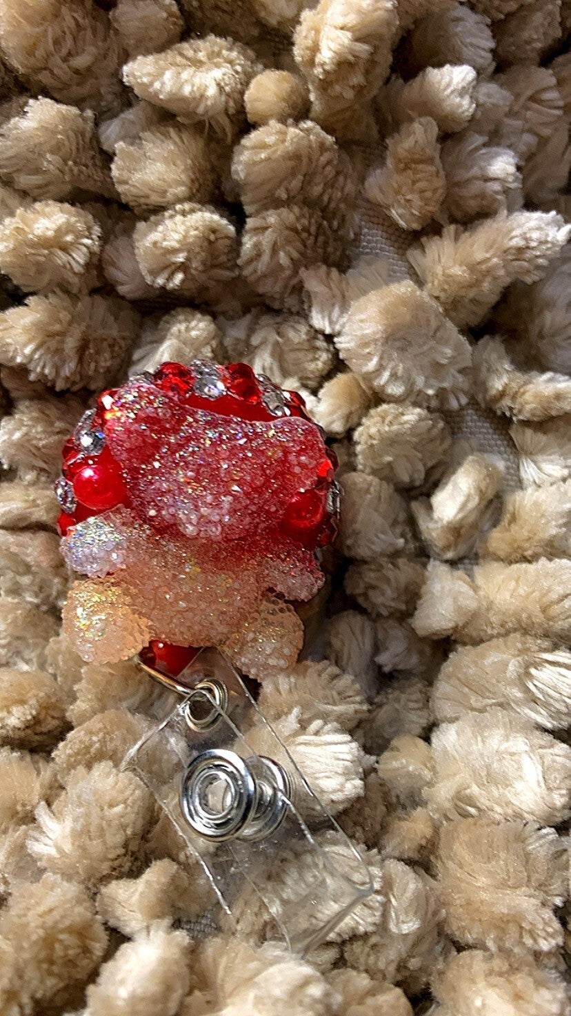 Red/White Bear Badge Reel