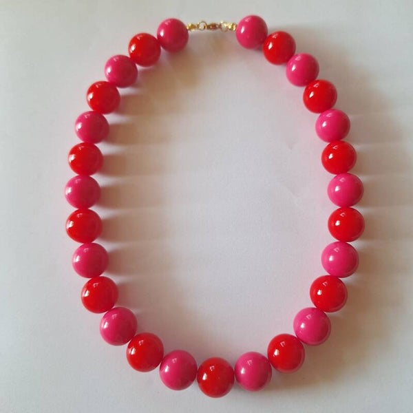 Rood roze bubbel ketting 16 mm
