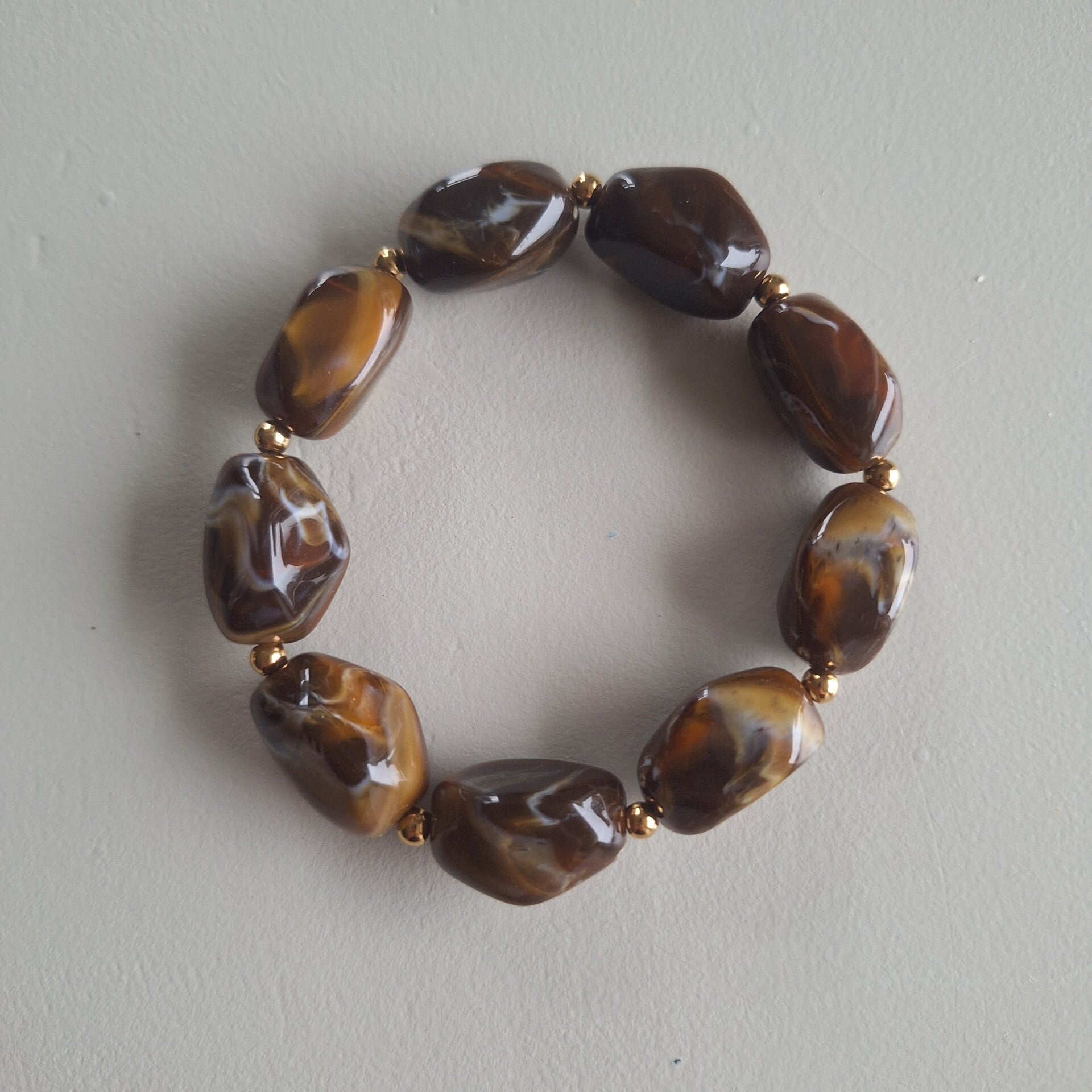 Bruine nugget armband L